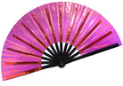 Festival Fans - Large folding fan in pink holographic design, perfect for rave outfits and festivals.