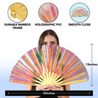 Festival Fans - Holographic folding fan with durable bamboo frame, perfect for rave outfits and festivals.