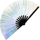Holographic Festival Fans for raves, parties, and weddings, perfect accessory for drag queens and burlesque.
