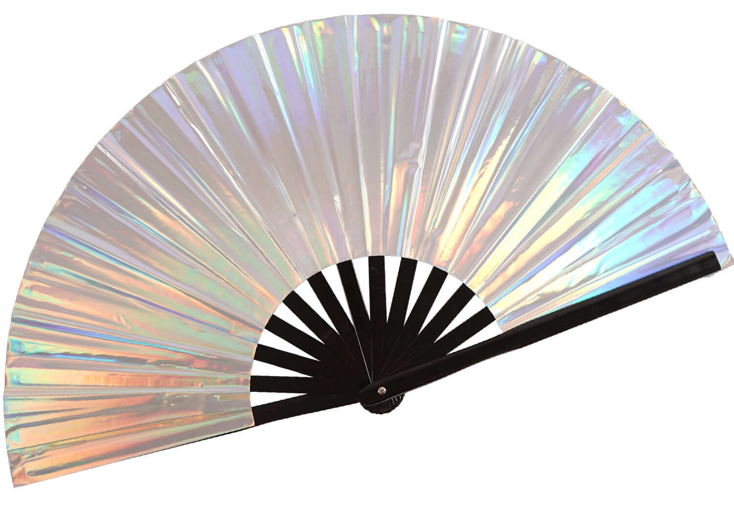 Festival Fans - Large folding fan with holographic design, perfect for rave outfits and party events.
