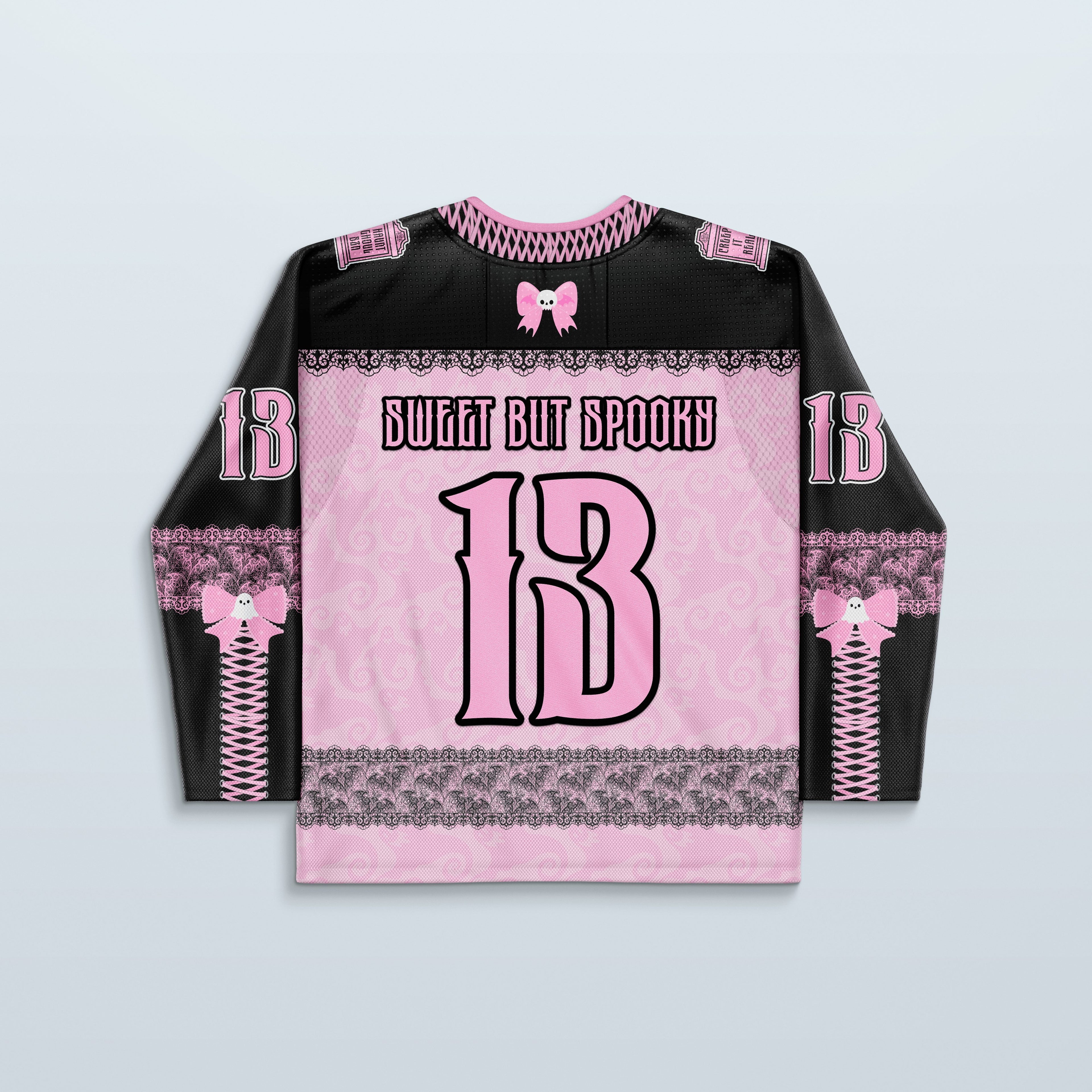 Boo Hockey Jersey - Limited Editon with lace details and spooky graphics, perfect for rave outfits.