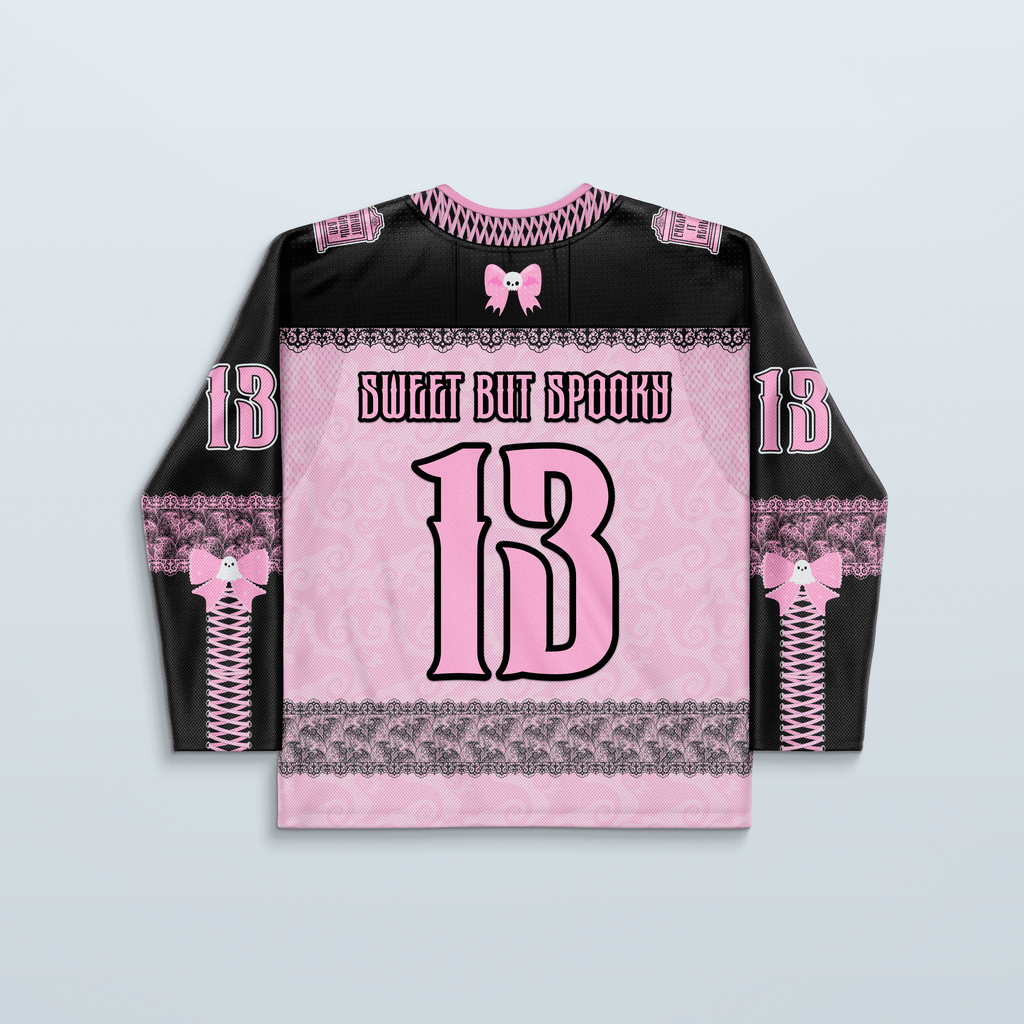 Boo Hockey Jersey - Limited Editon with lace details and spooky graphics, perfect for rave outfits.