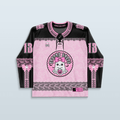 Boo Hockey Jersey - Limited Editon featuring a pink design with ghost and pumpkin graphics, perfect for rave outfits.