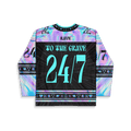 Rave to the Grave Hockey Jersey - LIMITED EDITION featuring iridescent design and skull graphics.
