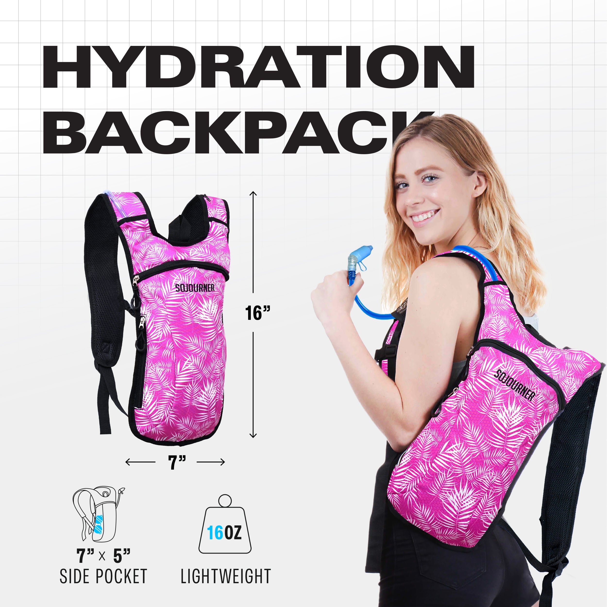 Hydration Pack Backpack (Small) featuring a lightweight design and floral pattern, perfect for rave outfits.