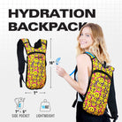 Hydration Pack Backpack (Small) featuring a comfortable design and fun smiley face pattern.