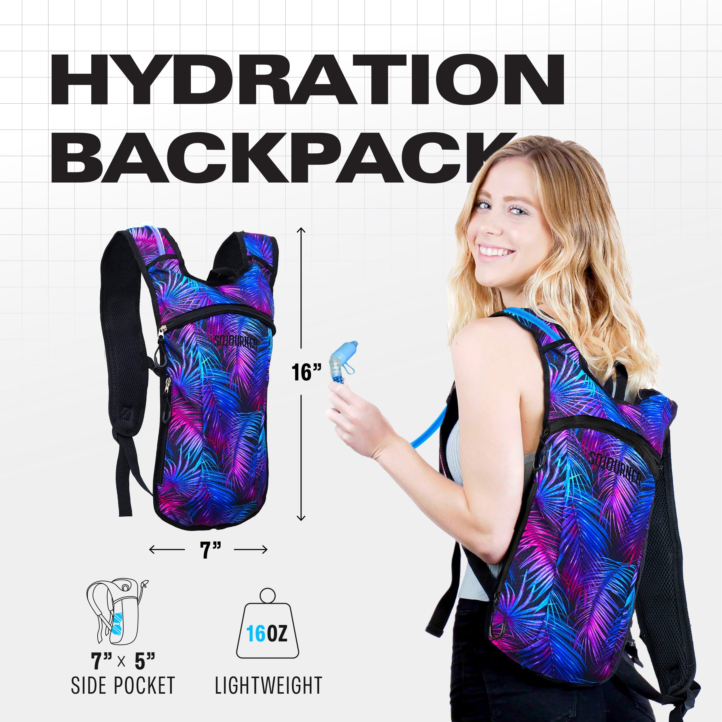 Hydration Pack Backpack (Small) featuring vibrant design, adjustable straps, and lightweight construction for comfort.