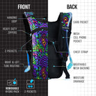 Hydration Pack Backpack (Small) featuring vibrant design, adjustable straps, and removable hydro pack for comfort on-the-go.