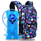 Hydration Pack Backpack (Medium) featuring colorful design and 2L BPA-free hydration bladder. Perfect for rave outfits.
