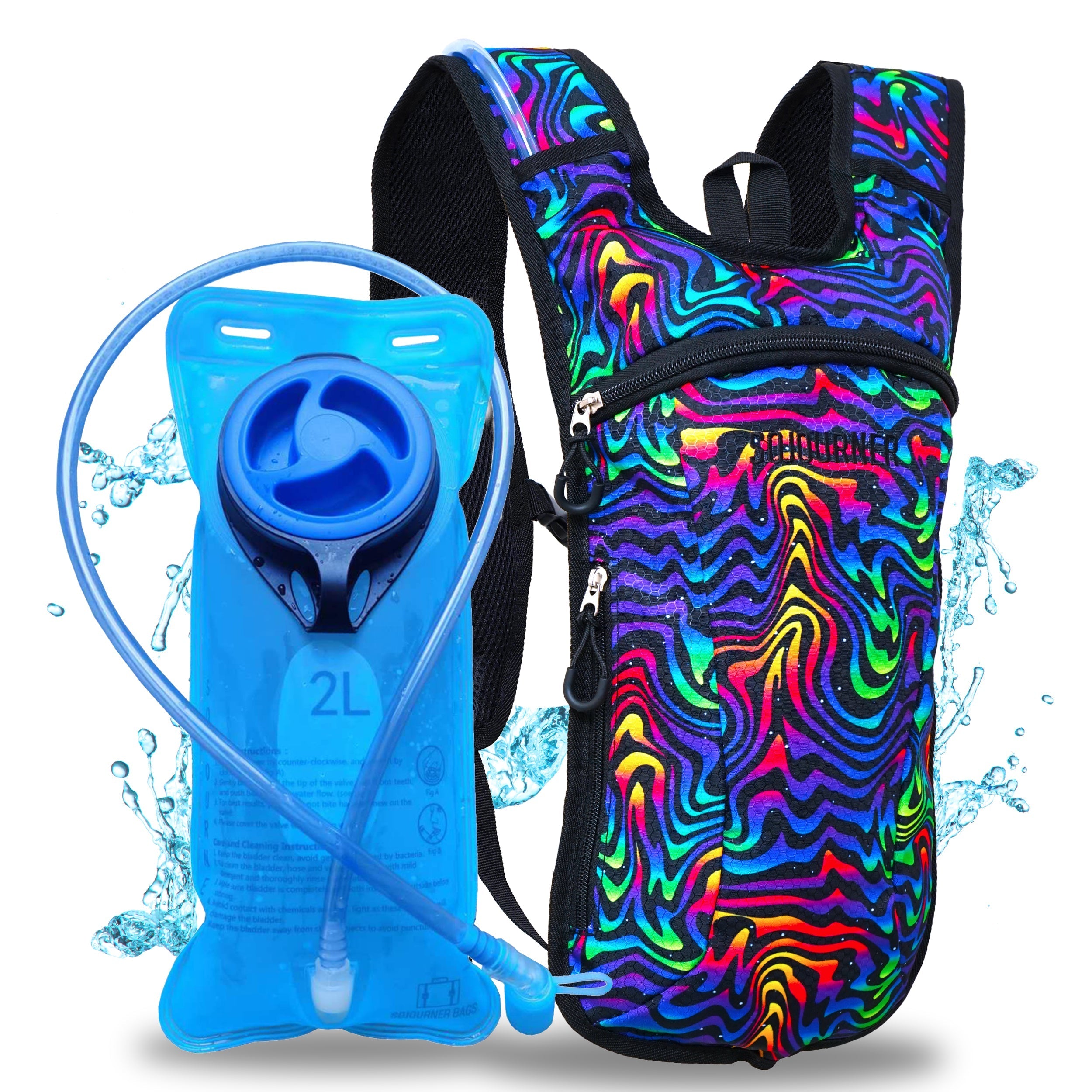 Hydration Pack Backpack (Small) with colorful design and 2L BPA-free hydration bladder included.