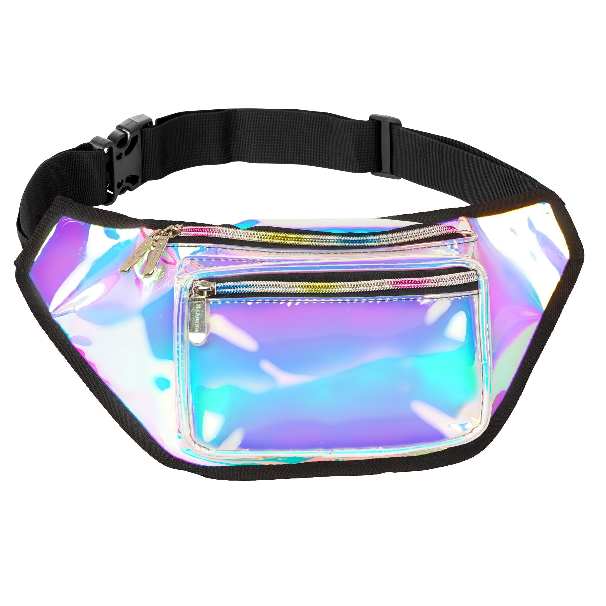 Rave Fanny Pack in iridescent design, perfect for music festivals, travel, and outdoor activities.