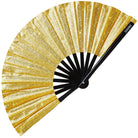 Festival Fans - Large folding gold fan perfect for rave outfits and festivals.
