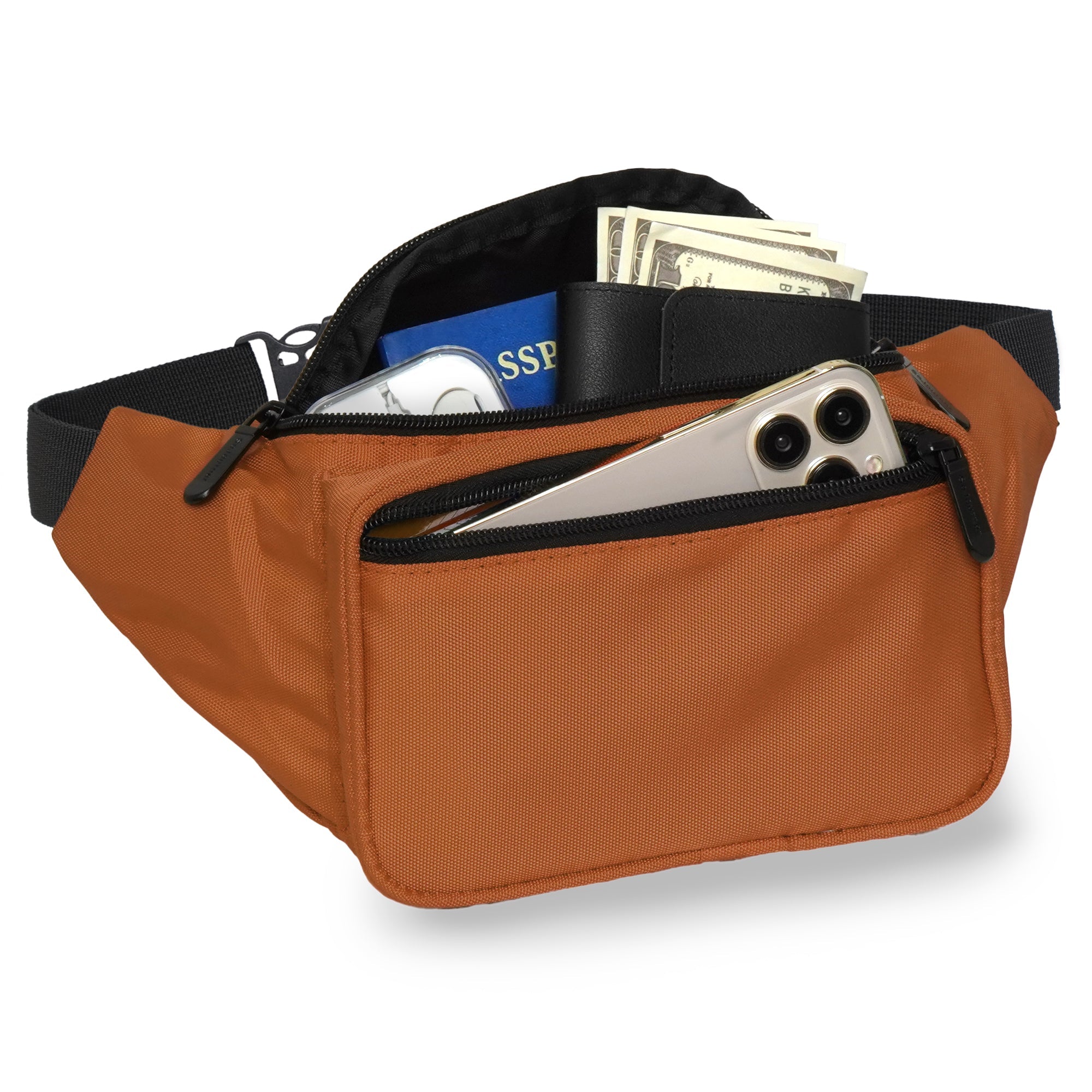 Fanny Pack (Solids) with spacious pockets for money and phone, ideal for rave outfits.