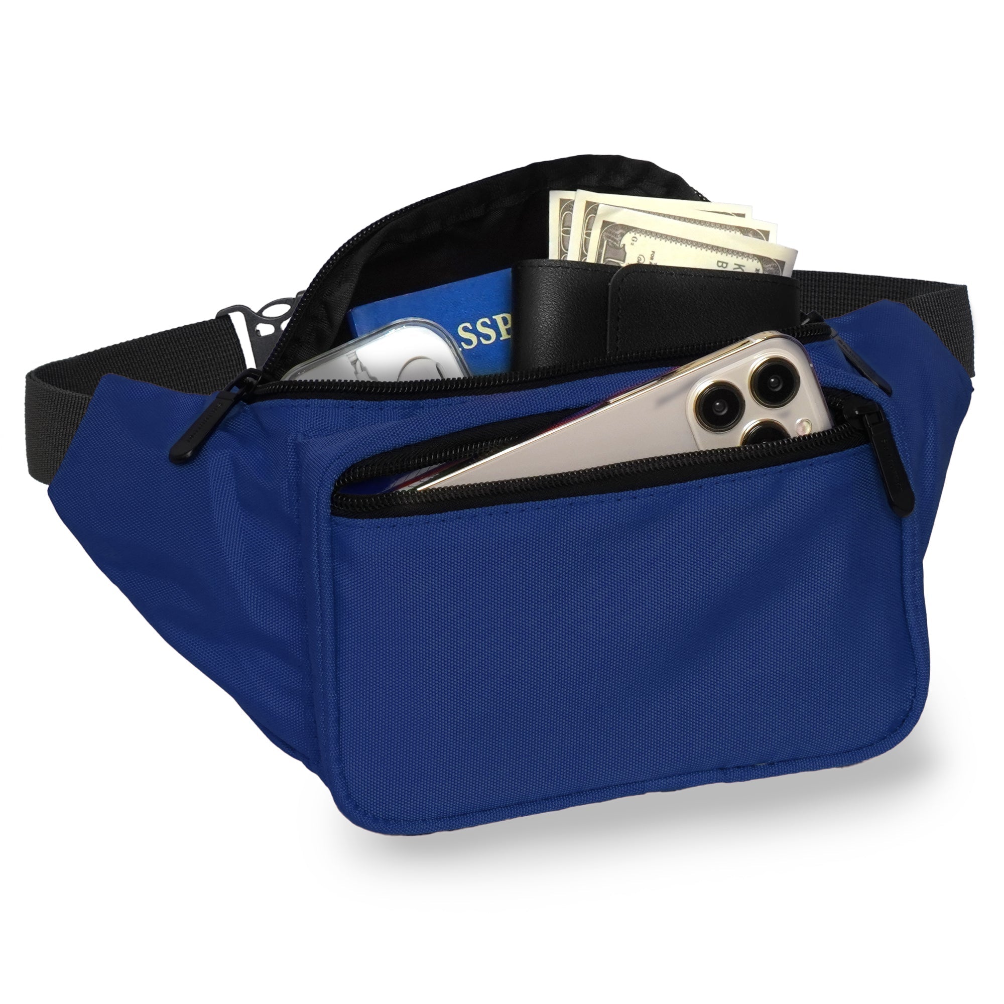 Fanny Pack (Solids) featuring spacious pockets for cash, phone, and cards, ideal for rave outfits and everyday use.