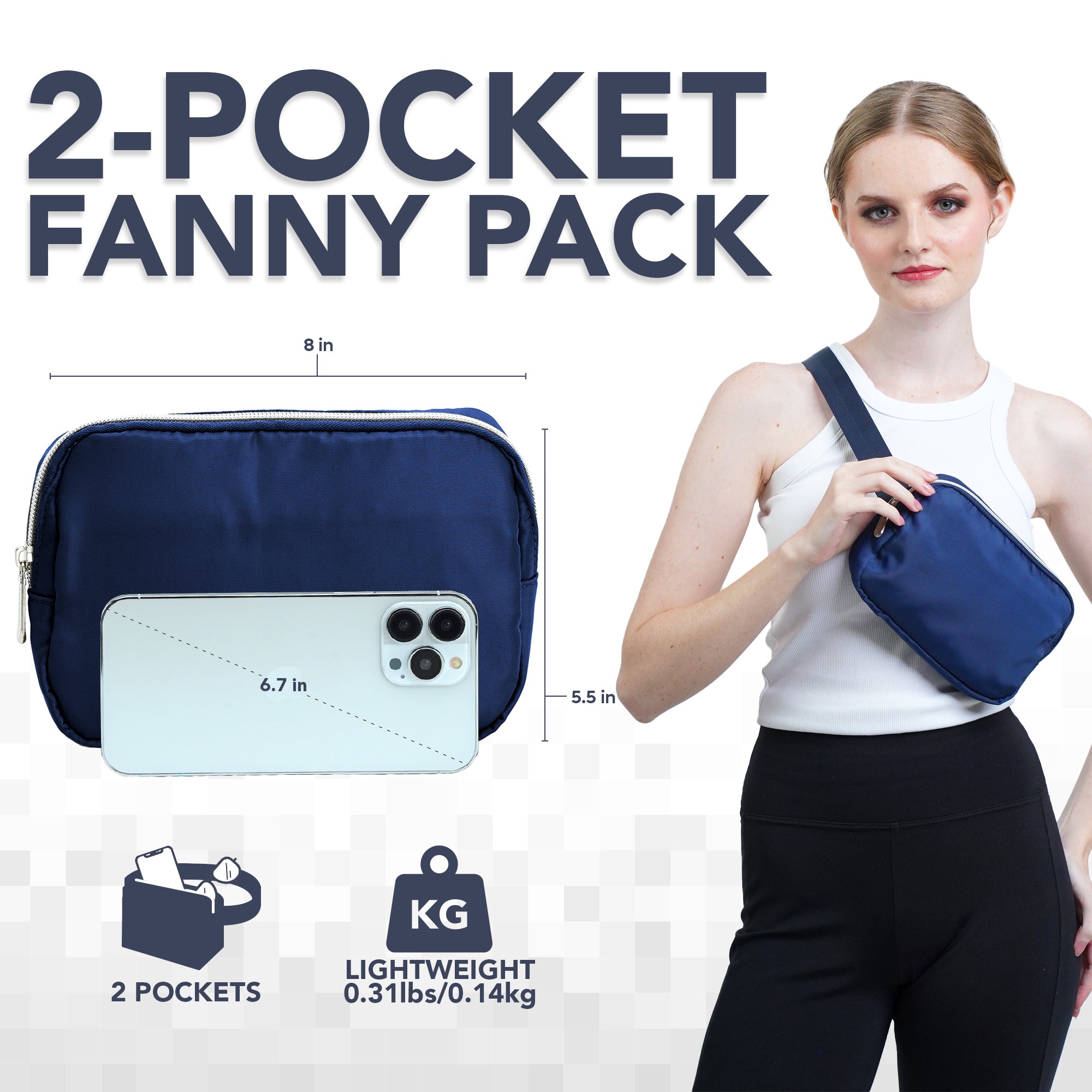 Fanny Pack (1 Pocket) stylish bag, featuring 2 pockets and lightweight design for convenience and fashion in rave outfits.