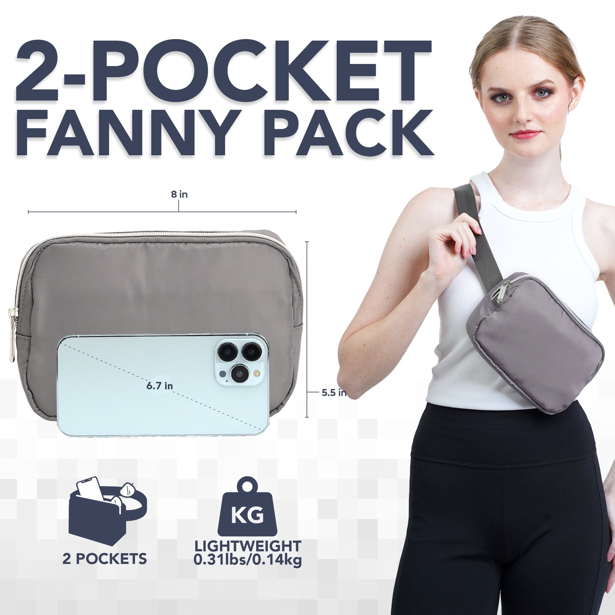 Fanny Pack (1 Pocket) in stylish design, perfect for rave outfits with two pockets and lightweight construction.