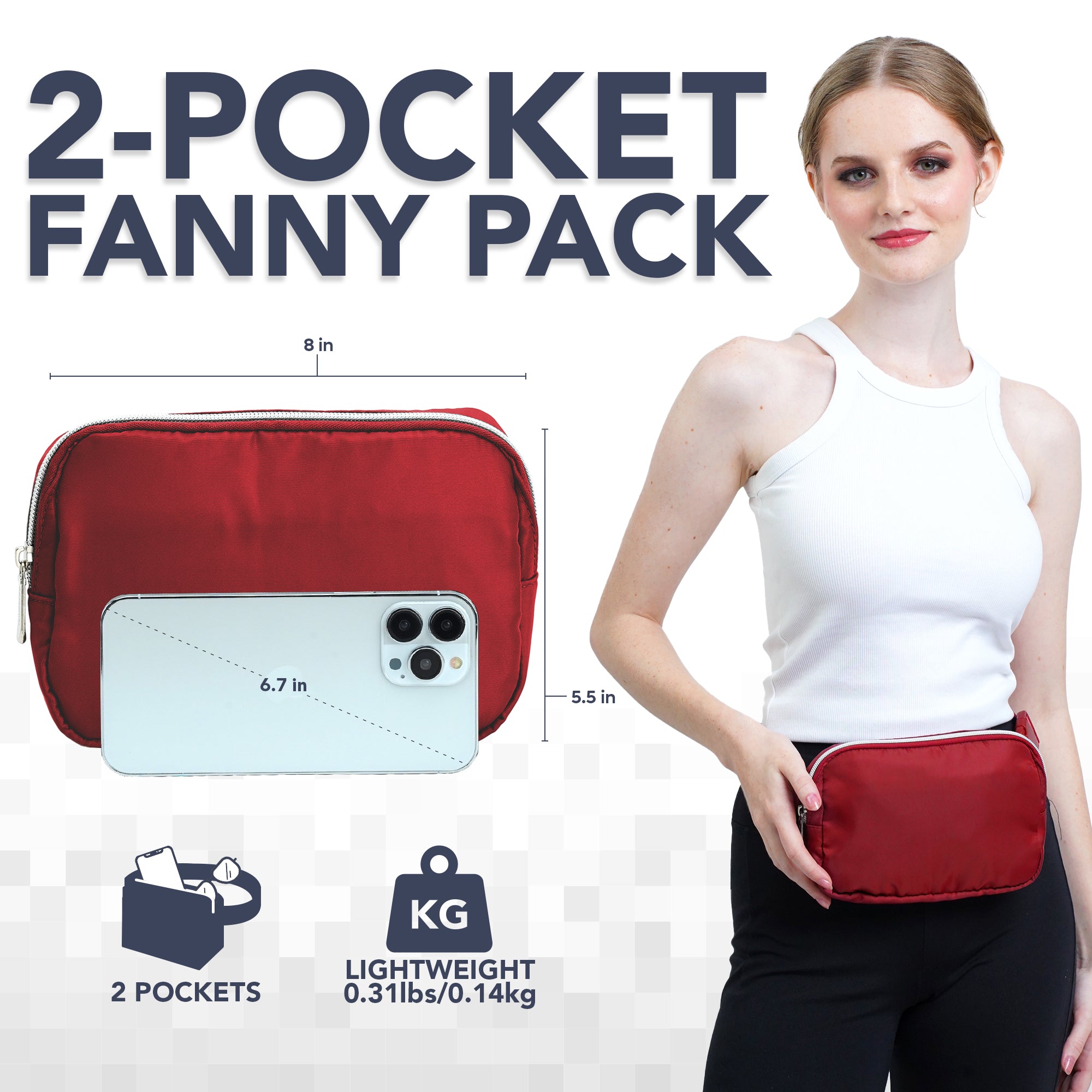 Fanny Pack (1 Pocket) stylish two-pocket design perfect for rave outfits and versatile daily use.