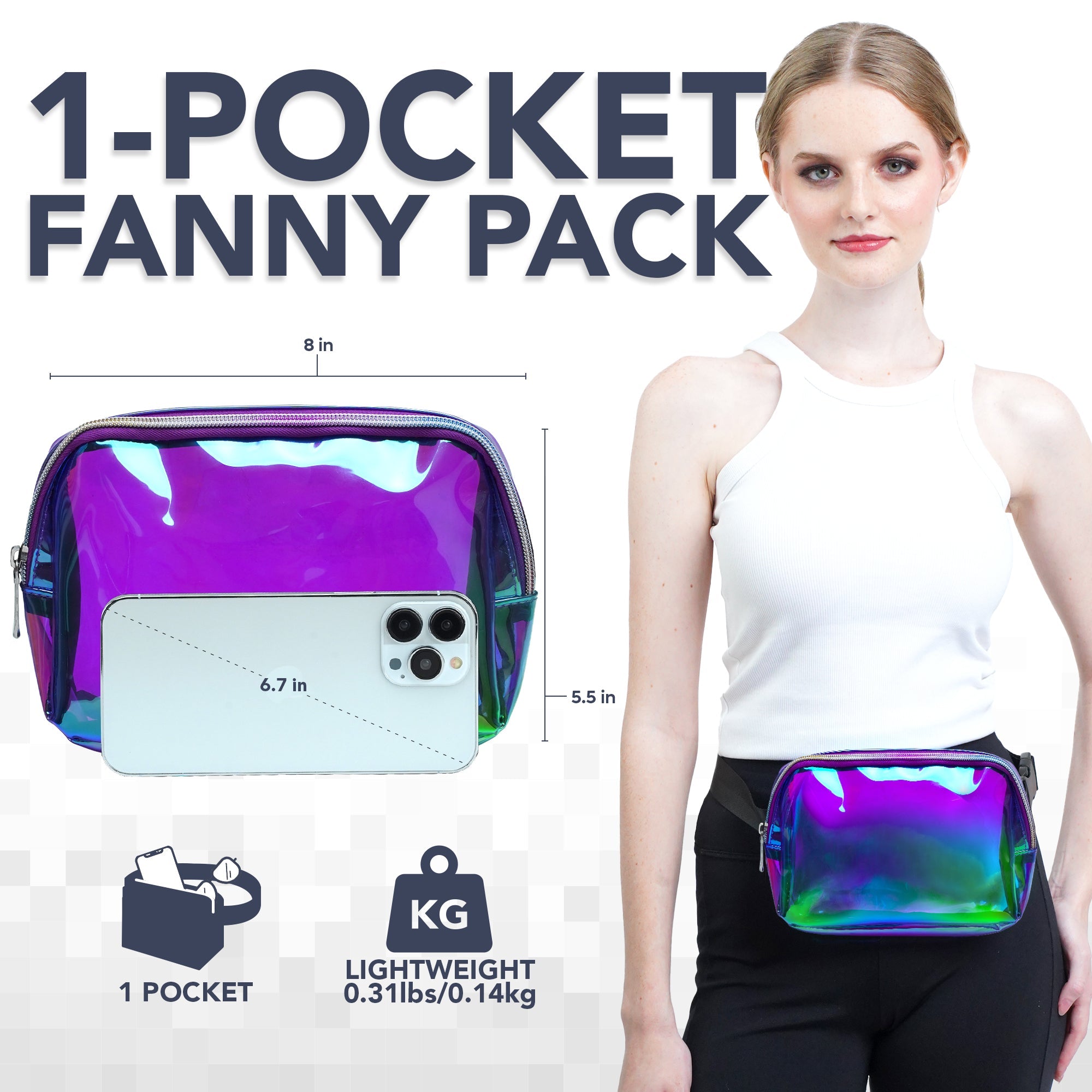 Fanny Pack (1 Pocket) featuring a stylish design, perfect for rave outfits and versatile crossbody wear.