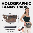 Rave Fanny Pack featuring adjustable belt buckle, holographic design, perfect for festivals and travel.