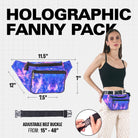 Rave Fanny Pack - Holographic design, adjustable belt, perfect for festivals, travel, and outdoor activities.