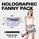 Rave Fanny Pack featuring holographic design, adjustable belt buckle, perfect for festivals and active lifestyles.