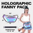 Rave Fanny Pack featuring holographic design, adjustable belt buckle, ideal for festivals and parties.