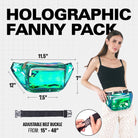 Holographic Fanny Pack featuring adjustable belt buckle, perfect for Rave Outfits and music festivals.