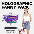 Rave Fanny Pack with holographic design, adjustable belt, perfect for festivals and parties.