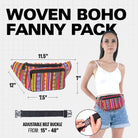 Woven Boho Fanny Pack with adjustable belt for stylish and organized carrying essential items.