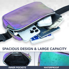 Fanny Pack (1 Pocket) showing spacious design and large capacity with inner pockets for rave outfits.