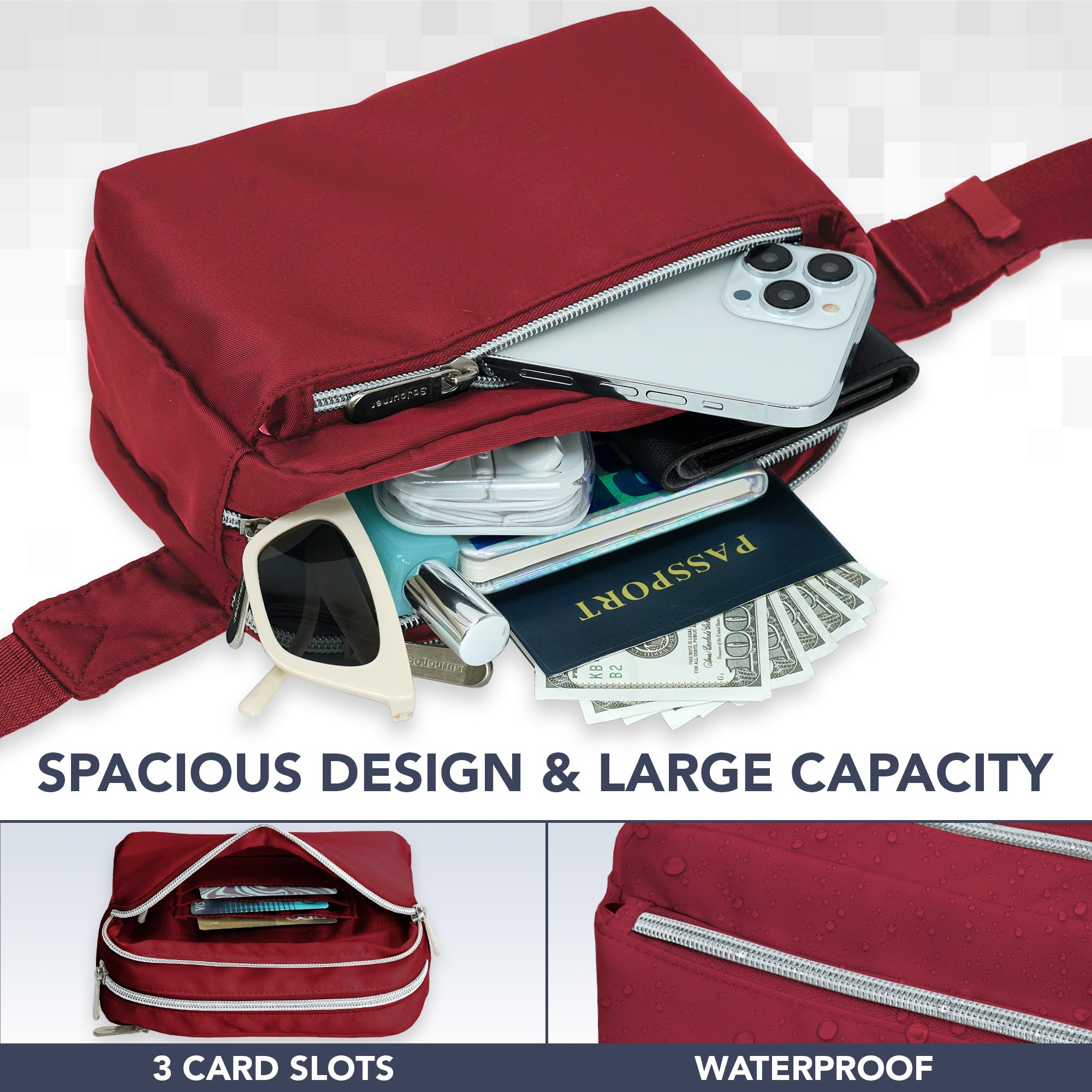 Stylish Fanny Pack (3 Pocket) with spacious design, large capacity, and waterproof features for rave outfits.