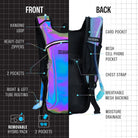 Hydration Pack Backpack (Small) features front and back pockets, hanging loop, and removable hydro pack for comfortable carry.