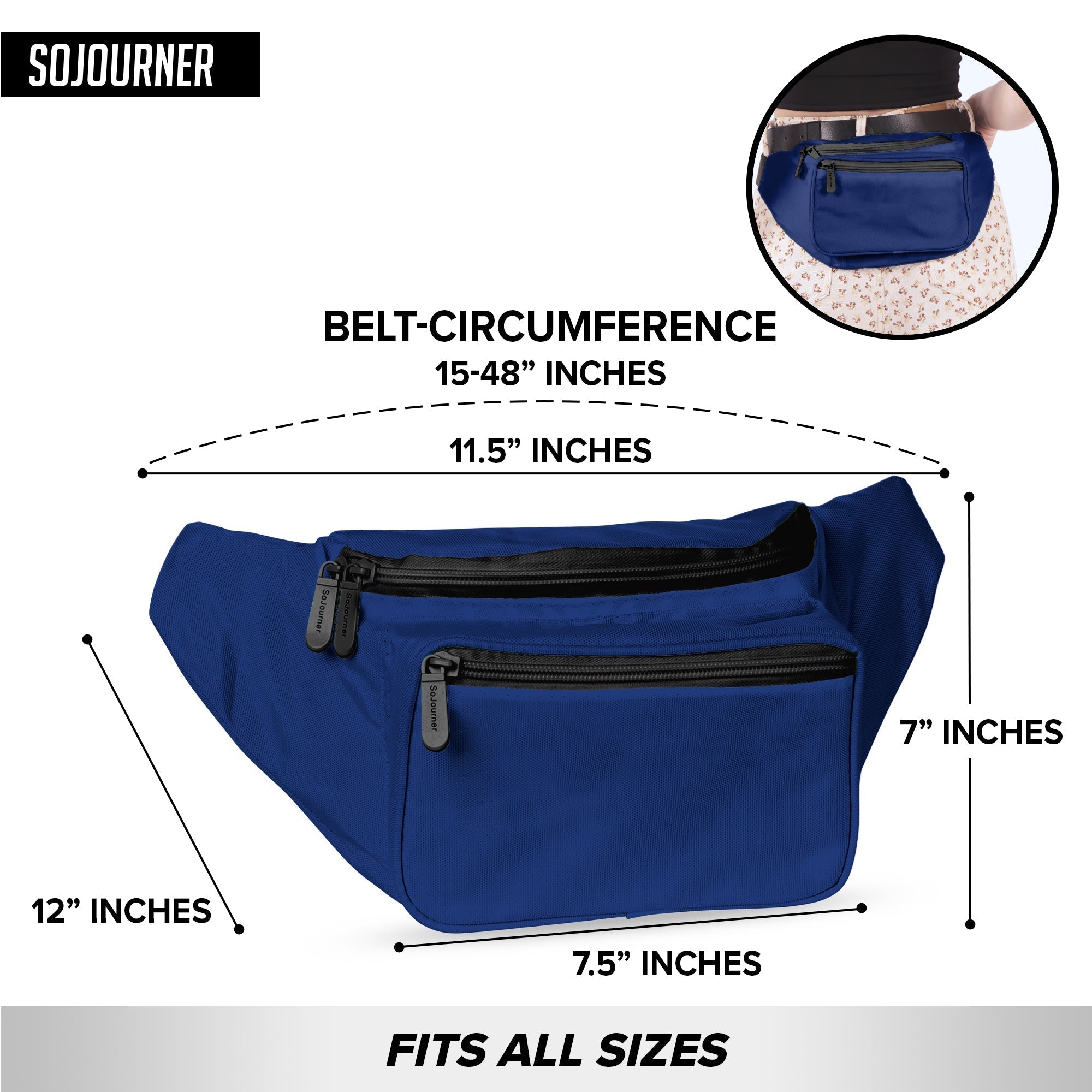 Fanny Pack (Solids) features spacious 3-pocket design and adjustable belt, ideal for rave outfits and organized storage.