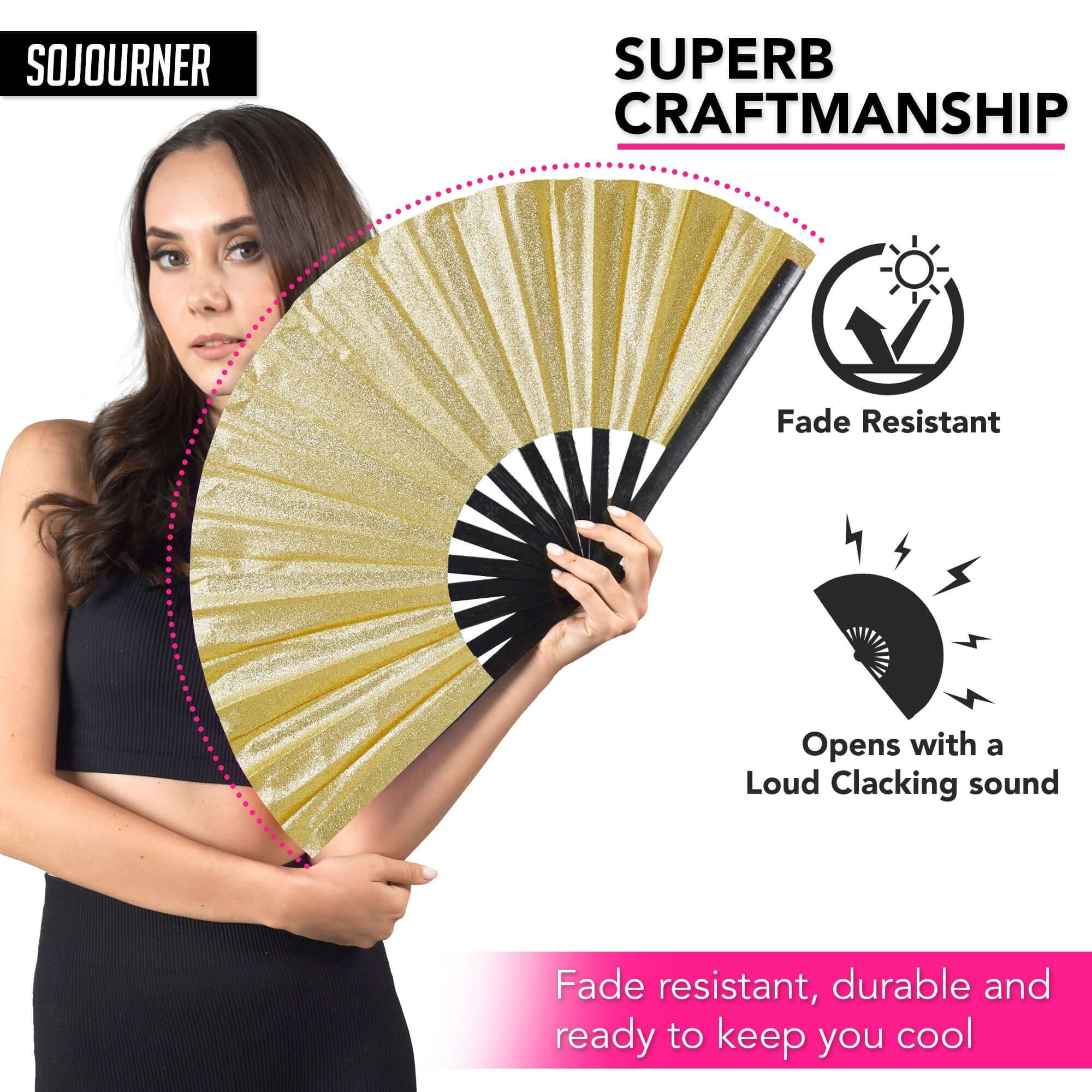 Festival Fans showcasing a stylish, fade-resistant design perfect for raves and parties.