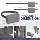 Fanny Pack (1 Pocket) product dimensions including adjustable clip and smooth glide zipper for rave outfits.