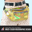Rave Fanny Pack with multi-color holographic design perfect for music festivals and parties.