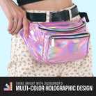 Rave Fanny Pack featuring a multi-color holographic design, ideal for music festivals and parties.