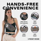 Rave Fanny Pack demonstrating hands-free convenience with three pocket design, ideal for festivals and outdoor activities.