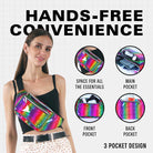 Rave Fanny Pack featuring hands-free convenience and a 3 pocket design for all essentials, perfect for festivals and travel.