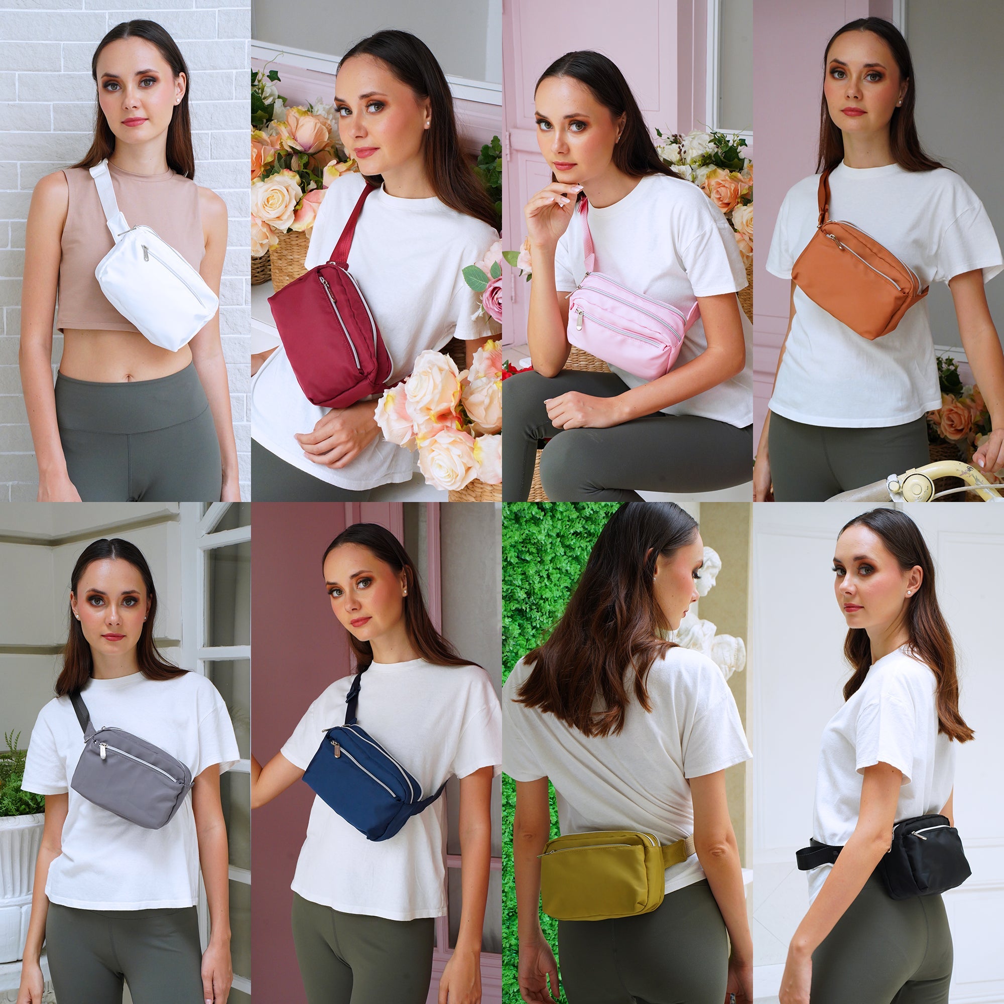 Fanny Pack (3 Pocket) stylish crossbody bags for women in various colors and styles, perfect for rave outfits.