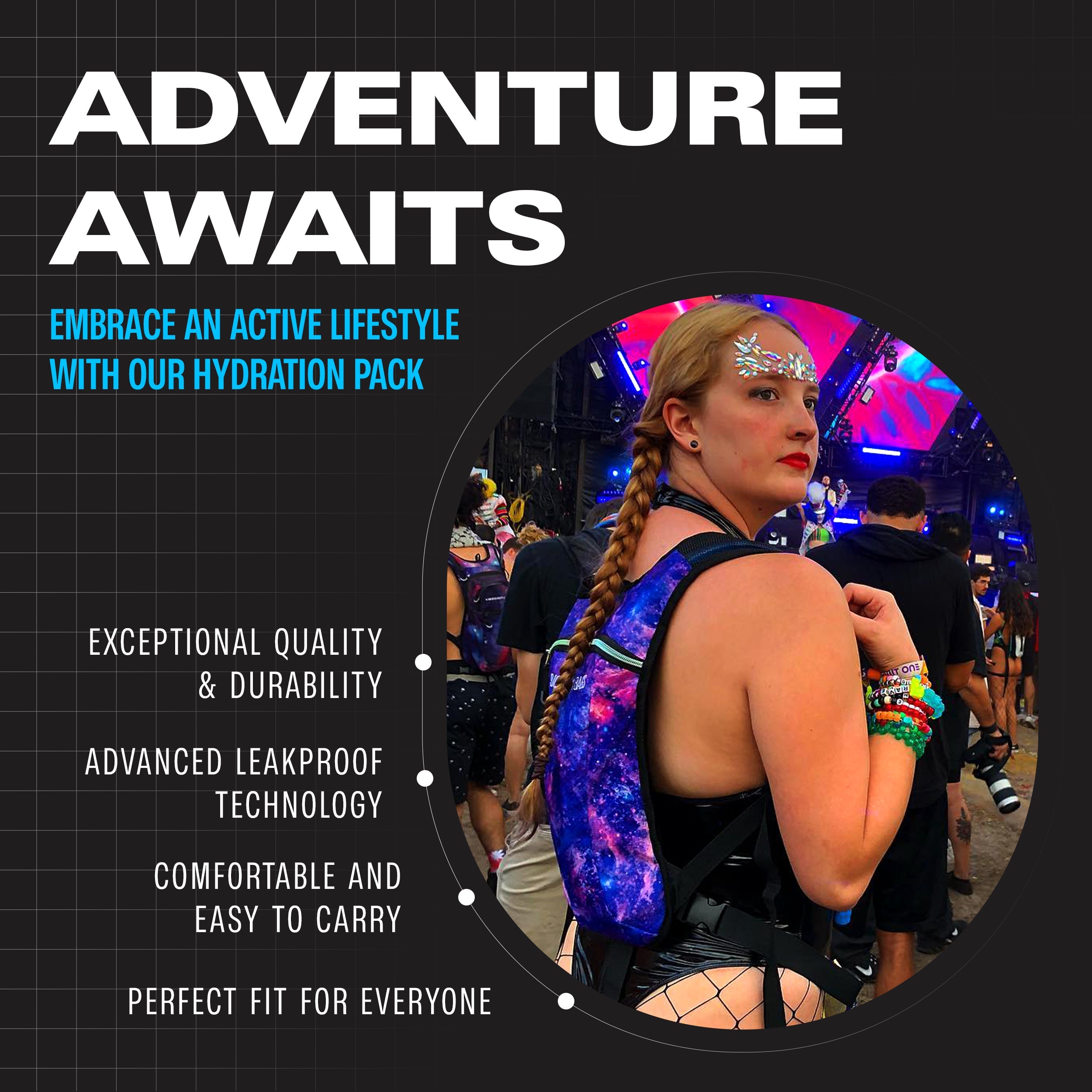 Hydration Pack Backpack (Small) in use at an event, showcasing comfort and durability for active lifestyles.