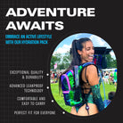 Hydration Pack Backpack (Medium) shown during an outdoor adventure, featuring colorful design and adjustable straps.