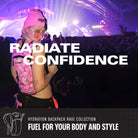 Hydration Pack Backpack (Small) model showcasing confidence at a rave, featuring bright colors and stylish design.