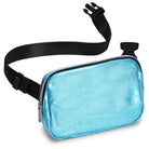 Fanny Pack (1 Pocket) in shiny blue, perfect for rave outfits, features adjustable strap and durable design.