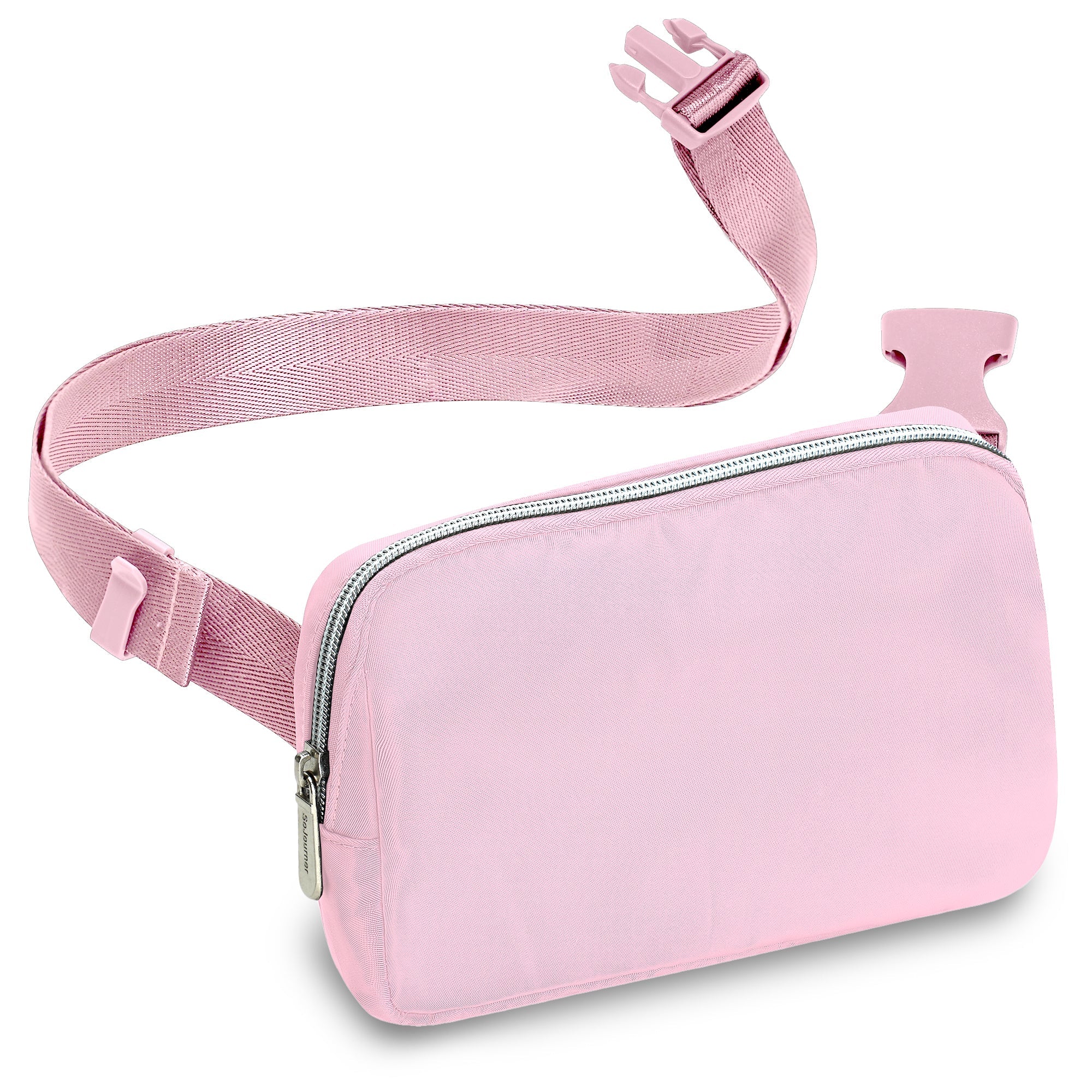 Fanny Pack (1 Pocket) in pink with adjustable strap, perfect for rave outfits and stylish crossbody wear.