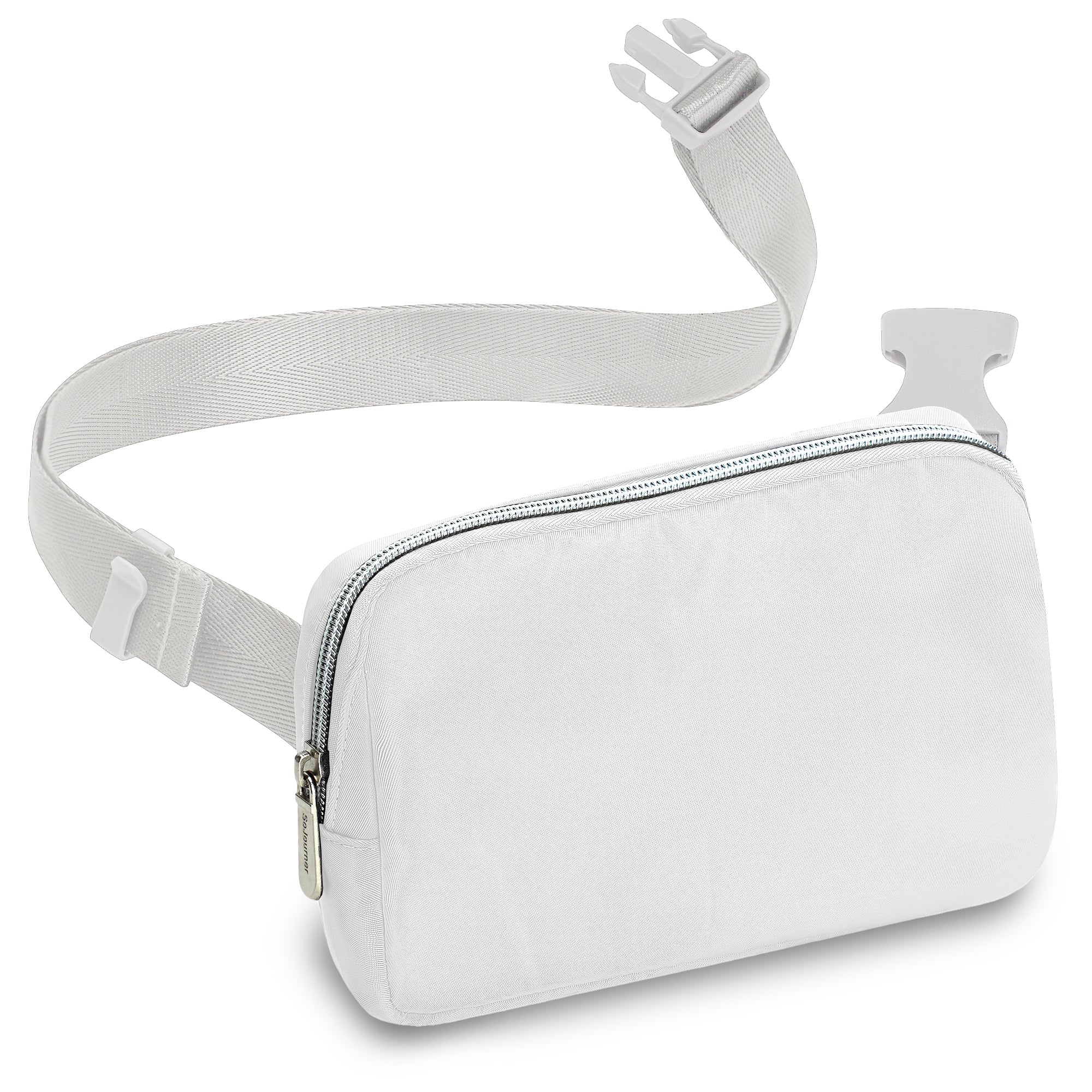 Fanny Pack (1 Pocket) in white color with adjustable strap, ideal for stylish rave outfits.