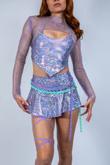 Lavender Holo Micro Skater Skirt