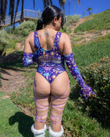 Lucent Slit Sideboob Bodysuit with Leg Straps