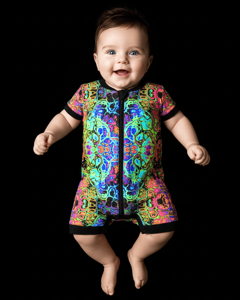 Baby's First Rave Zippered Shortie Romper