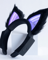 Side view of Lumira Infinity Mirror Cat Ears with black accents and glowing LED edges.